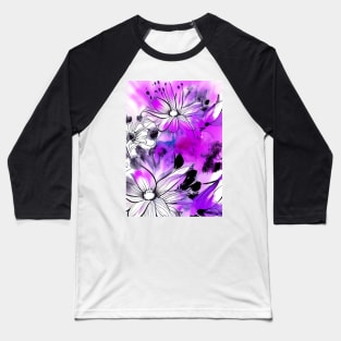 STYLISH STUNNING PINK AND BLACK FLORAL PRINT Baseball T-Shirt